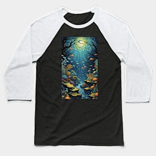 Starry Night Symphony: Van Gogh-Inspired Underwater Ballet Baseball T-Shirt